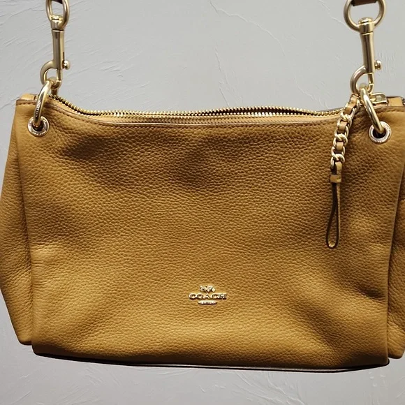 Coach Cognac Pebble Leather Crossbody Bag With Adjustable Strap. - Picture 2 of 6